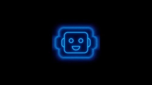 Abstract Neon Blue Emoji Head Loop Animation