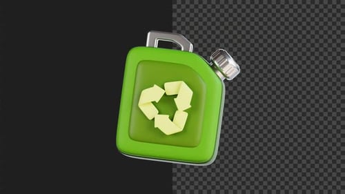 3D Animated Green Jerrycan with Recycling Symbol
