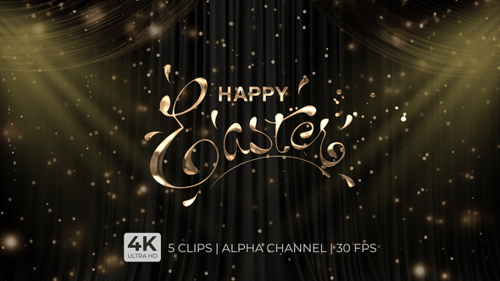 Happy Easter Golden Text Animation and Opener