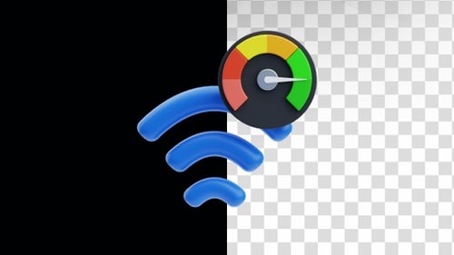 Animated 3D WiFi Signal and Internet Speed Gauge