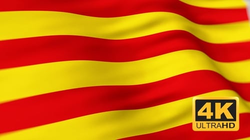 Realistic Waving Flag with Red and Yellow Stripes