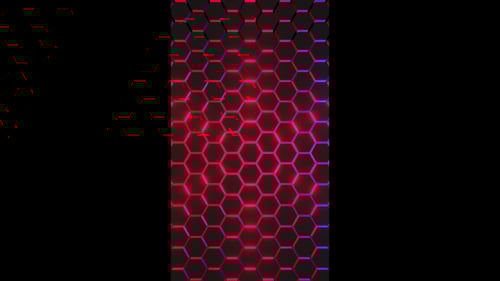 Fond d'animation vidéo vertical en boucle hexagonale bleue et rouge