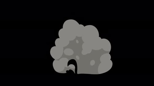 Dark smoke explosion loop animation with transparent background