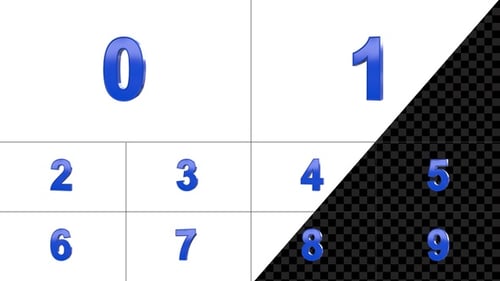 3D Numbers Pack Blue 0 To 9