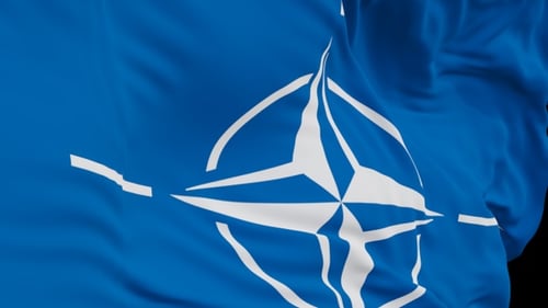 The Nato with alpha channel waving in the wind in slow motion