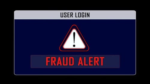 Texto de alerta de fraude e interface de usuário de login