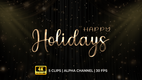 Elegant Gold Cursive Happy Holidays Text Reveal Animation