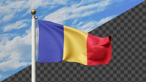 Realistic Country Flag Waving Loop with Alpha Channel