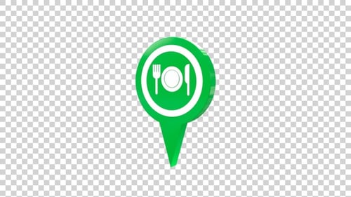 Animated Restaurant Location Map Pin Icon Reveal