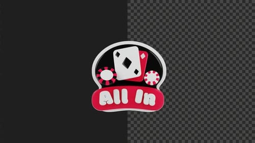 3D All In Poker Chips and Cards Game Icon
