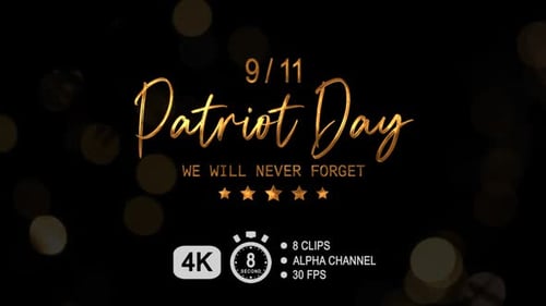 Animated Patriot Day Title with Script Font and Metallic Reveal