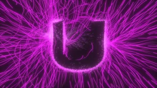 La letra U se revela en un campo eléctrico de neón