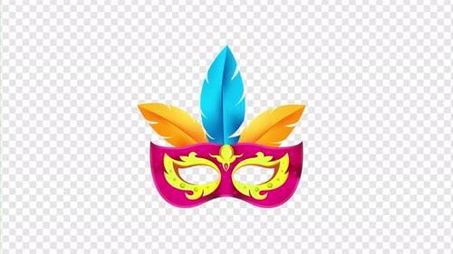 Animated Colorful Feathered Mask for Carnivale Celebrations