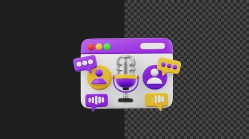 Animated 3D Browser with Podcasting and Online Communication Icons