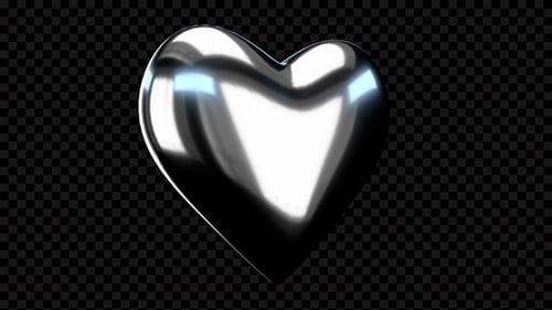 Animated Glossy Silver Heart Object Loop