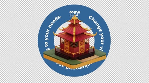 Animación 3D de bucle de construcción china transparente