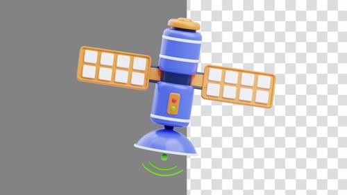 3D Satellite Animation with Transforming Solar Panels