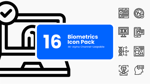 Animated Biometric Line Icons – Secure ID & Authentication (16 MOV Files, 4K)