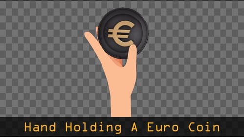 3D Animated Hand Holding Spinning Euro Coin
