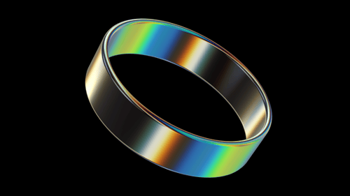 Abstract Object Tube Circle Twist Metal Steel Glossy Reflection Chrome Holographic Hologram Trance