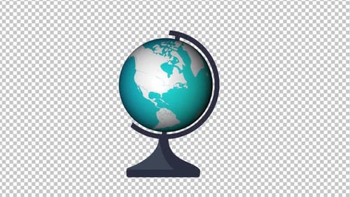 Animated Flat Design Spinning World Globe