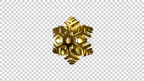 Golden 3D Snowflake Rotating Loop
