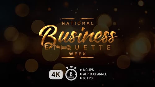 National Business Etiquette Week Text Animation