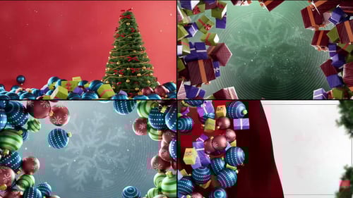 Animated Christmas Ornaments and Gift Boxes Background Elements