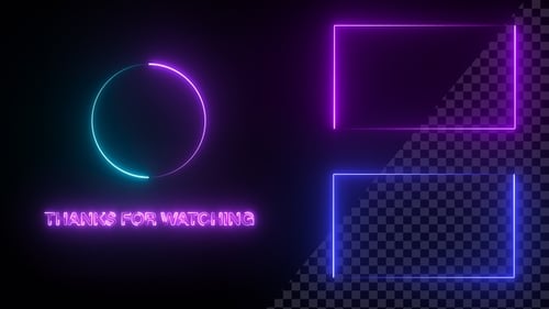 Écran final Youtube Neon Frame bleu et violet V14