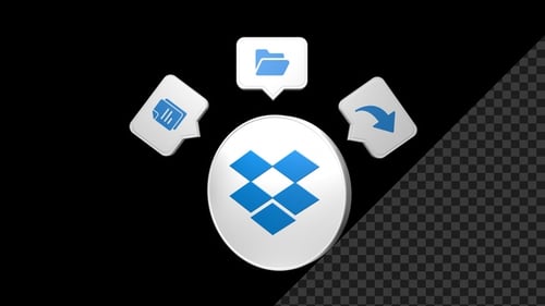 Animated Cloud Storage Icons with Dropbox Logo Reveal