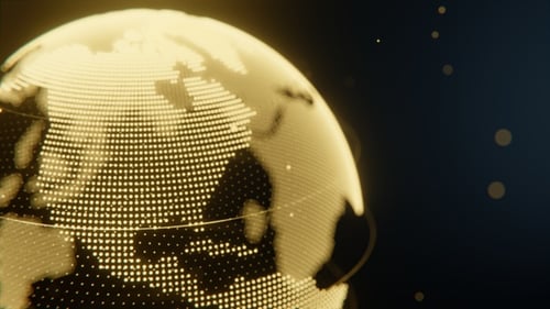 Futuristic Gold Globe Network Connection