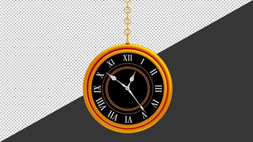 Goldene 3D-Uhr | Alpha Channel