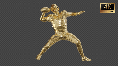 American Football Long Pass Throw Gold Rotate