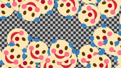 Flat Design Clown Face Pattern with Countdown Animation