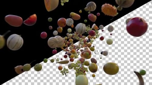 Dynamic Fruit Cascade with Transparent Background