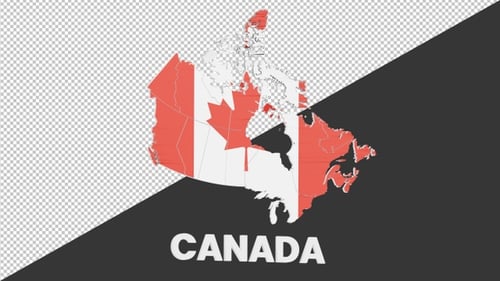 Geometric Map of Canada Animation with Flag Reveal and Country Name