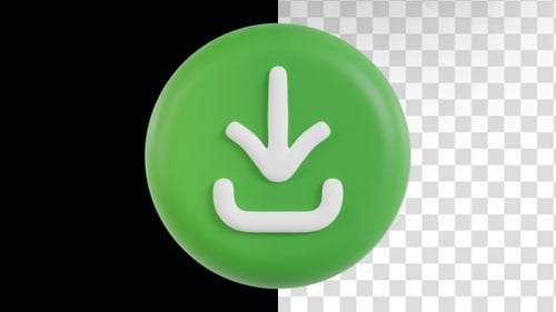 Animación 3D del botón de descarga en el canal Alpha