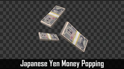 Falling Japanese Yen Currency Stacks On Black Background