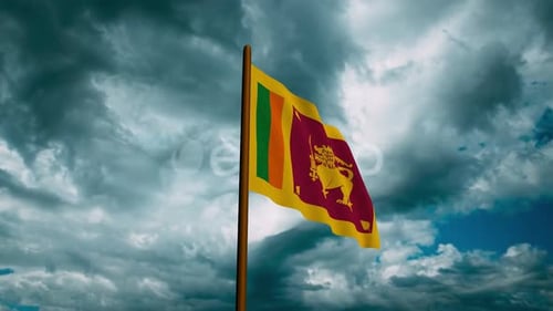 Waving Flag of Sri Lanka Looping Animation