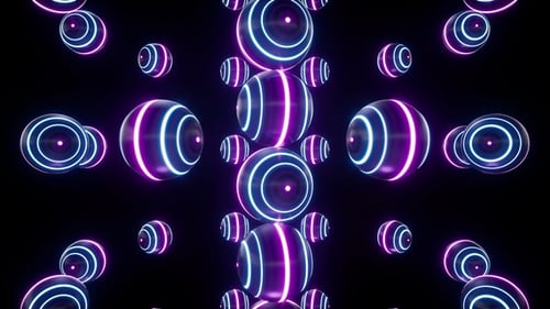 Abstract Neon Glowing Orbs Tunnel Loop Background