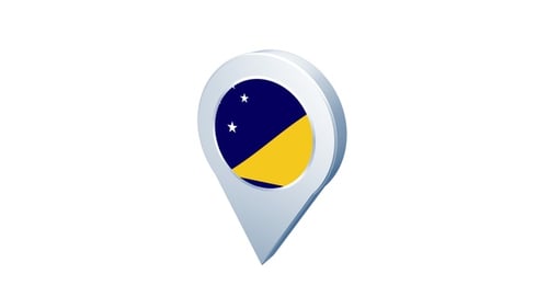 Animated Tokelau Flag Location Pin Icon