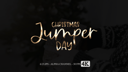 Elegant Christmas Jumper Day Metallic Script Text Reveal Animation