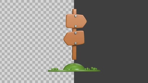 Animated 3D Cartoon Signpost with Directional Arrows
