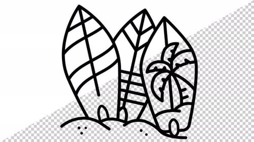 Minimalist Line Art Surfboard Reveal Animation