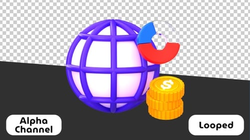 3D Global Finance and Data Analytics Animation | Alpha Channel