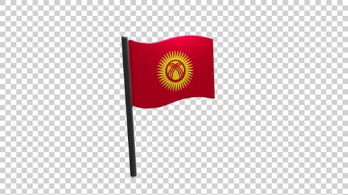 Waving Kyrgyzstan Flag Animation on Pole