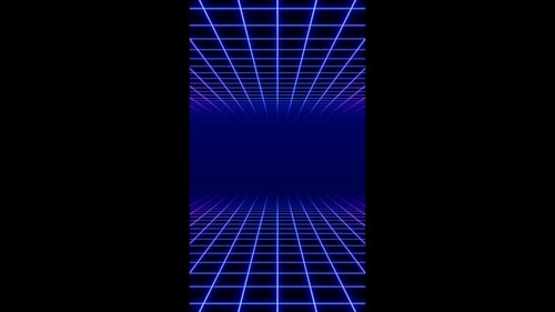 Vidéo verticale, fond d'animation de boucle de tunnel en néon bleu rétro