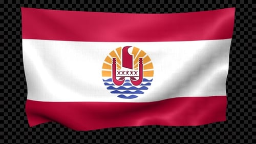 French Polynesia Flag Waving in Realistic Wind