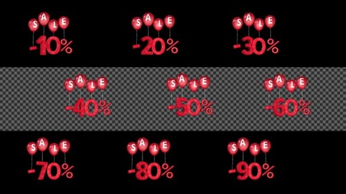 Animated 3D Sale Discount with Red Balloons