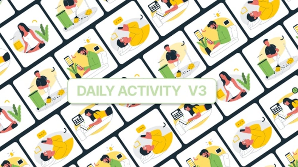 Animated Flat Design Illustrations of Daily Activities and Routines ...